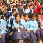 Students at the morning assembly