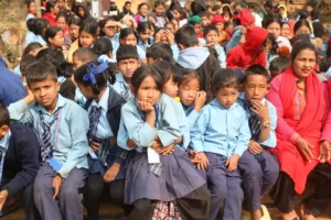 Students at the morning assembly