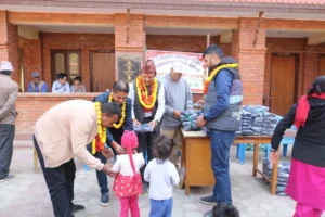 A young student collects her uniform