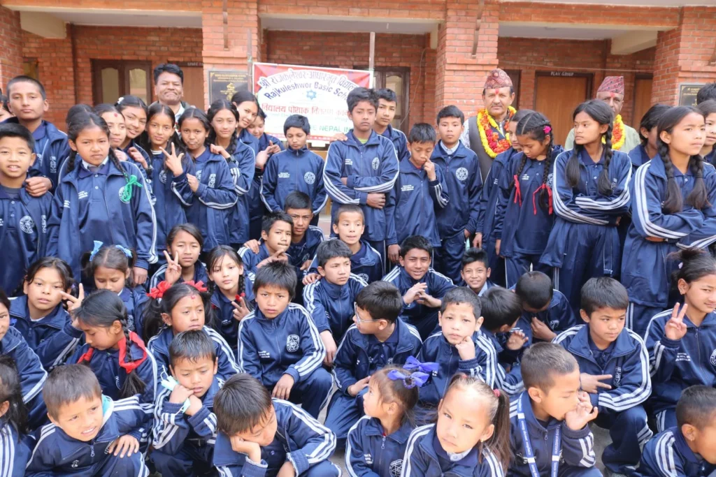 Students in their new navy uniforms