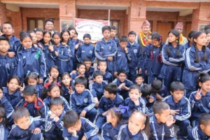 Students in their new navy uniforms