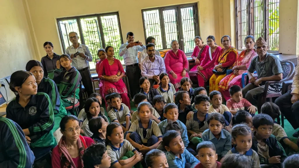 Students and parents at the ceremony