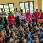 Students and parents at the ceremony
