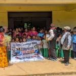 Students, teachers and our members outside the school